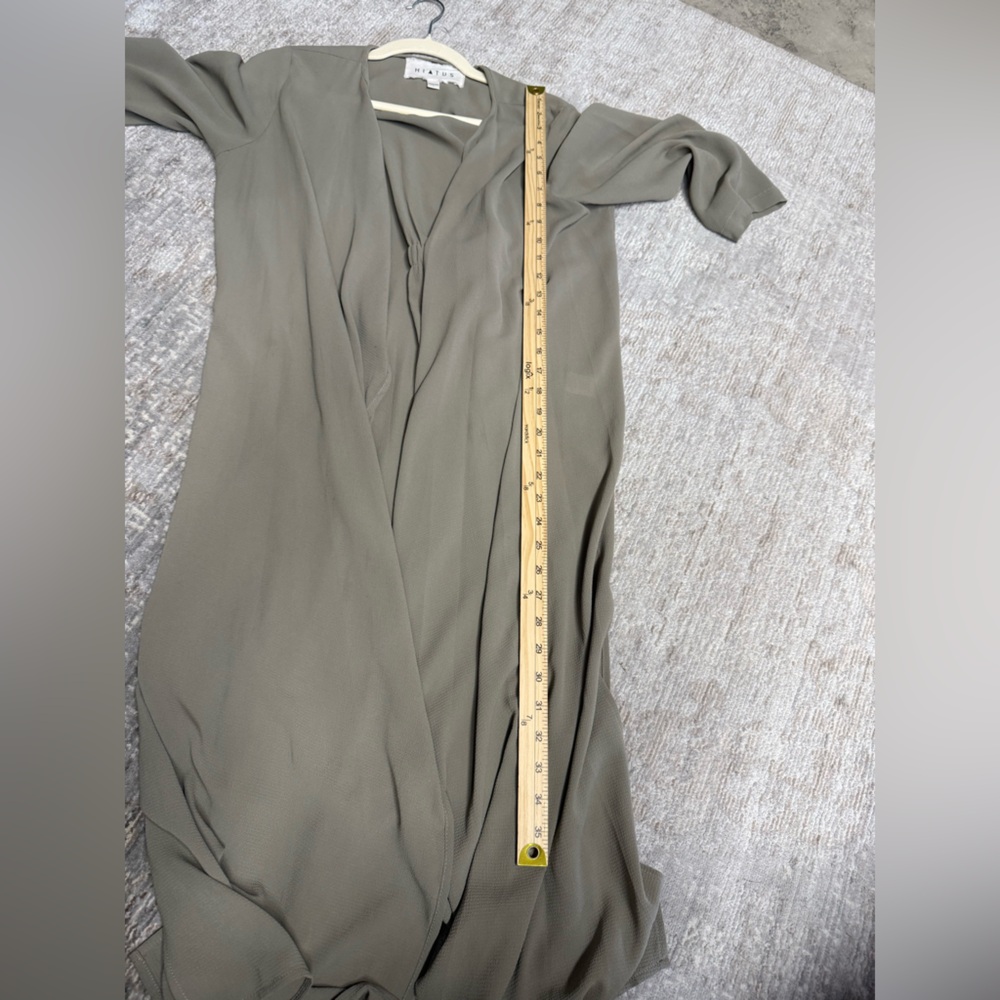 Hiatus Olive Green Long Open Cardigan Kimono Duster - Picture 7 of 7